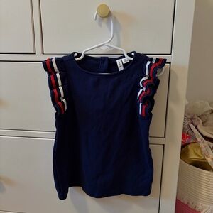 Janie and Jack Navy Blue Top Ruffle Trim Size 6